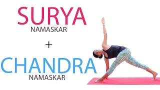 Cardio Yoga Workout | Sun Salutations & Moon Salutations | Surya & Chandra Namaskar for Weight-loss