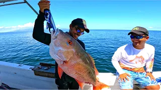 MONSTER MUTTON SNAPPERS CAUGHT ON HAND LINE!! Fishing The Reef For Big Red Fish! Trinidad, Caribbean