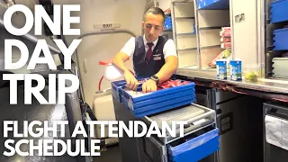 WORKING A ONE DAY TRIP IN THE GALLEY | FLIGHT ATTENDANT SCHEDULES