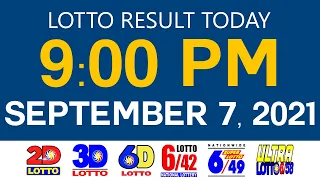 Lotto Results Today September 7 2021 9pm Ez2 Swertres 2D 3D 6D 6/42 6/49 6/58 PCSO