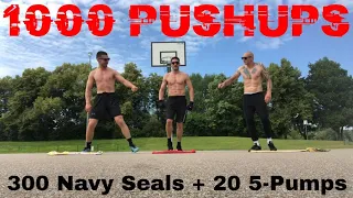 1000 Push Ups in 2 hours (300 Navy Seal Burpees + 20 5Pump Burpees)