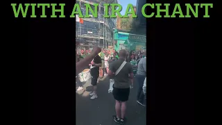 Glasgow Celtic fans celebrate winning with an IRA chant