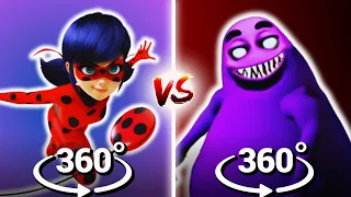 Miraculous Challenge 🐞 Ladybug vs Grimace Shake in VR 360 Video 🐞 Who's the best?