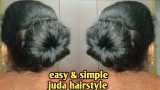 Easy Juda Bun Hairstyle For Party l self hairstyle tutorial l saree hairstyle l