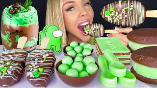 ASMR MINT CHOCOLATE CHIP WHOOPIE PIE, ICE CREAM, MINT CHOCOLATE MOUSSE CUPS, SPOONS MUKBANG 먹방 꿀벌