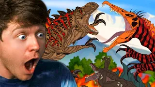 Reacting to T-REX GODZILLA vs SPINOZILLA! (Godzilla Evolution)