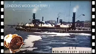 London's WOOLWICH free ferry river Thames steam crossing 1961