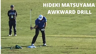 Hideki Matsuyama Imitate Tiger Awkward Drill