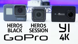 GoPro HERO 5 Black vs Session vs YI 4K - REVIEW