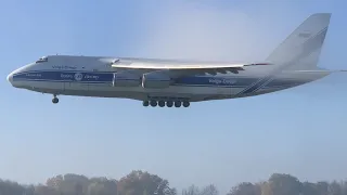 Antonov AN124 landing at Hamilton Airport, creating its own clouds.