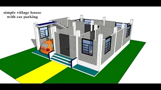 simple village design with car parking II 810 sqft ghar ka naksha II 2 bhk house plan