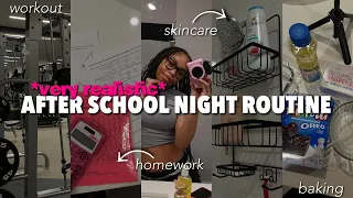 MY *REALISTIC* AFTER SCHOOL NIGHT ROUTINE | homework, chores, gym, skincare, etc