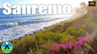 4K Beautiful Sanremo Italy🇮🇹 Relax Daytime Walking Surfer's Hidden Gem🌴 Wave Sounds ASMR 2022