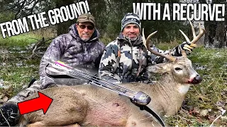 BIG KANSAS BUCK FROM THE GROUND WITH A RECURVE | Traditional Archery & Bowhunting | The Push Archery
