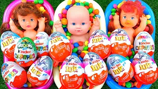 Satisfying Video | Mixing Kinder Joy Surprise Eggs in 3 Bathtub with Candy Balls Slime Cutting ASMR