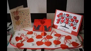 3 открытки своими руками на День Святого Валентина. 3 DIY cards for Valentines Day.