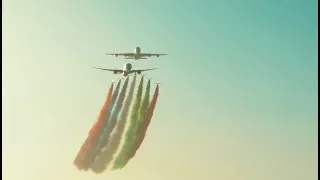 Flyover at the 2018 Formula 1 Abu Dhabi GP with Etihad's A380 and 787 Dreamliner