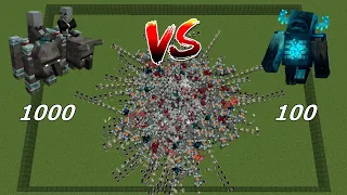 Minecraft 1000 Raid vs 100 Warden - EPIC Minecraft Battle!