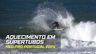 Aquecimento em Supertubos - MEO Pro Portugal 2024 #WSL #Supertubos #Peniche #Portugal