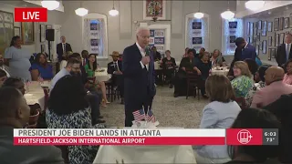 President Joe Biden lands in Atlanta