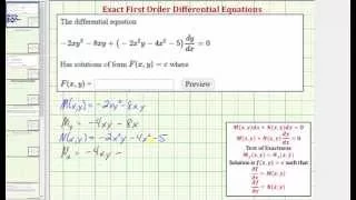 Ex 1:  Solve an Exact Differential Equation