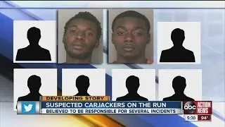 Suspected carjackers on the run