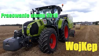 Prasowanie słomy 2019 . Claas Arion 650/Prasa Claas Variant 460RC