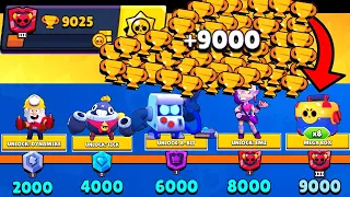 NONSTOP to 9000 TROPHIES Without Collecting TROPHY ROAD! Brawl Stars