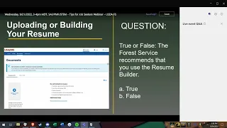 USDA Forest Service  - Tips for Job Seekers Webinar 09 21 2022