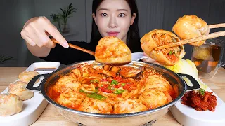 ASMR MUKBANG | Spicy Dumpling Hot Pot (Mandu Jeongol) 🔥 Famous Spicy Kimchi Mandu! Eating