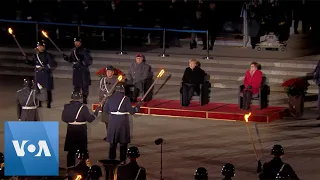 German Chancellor Angela Merkel Sent Off with Musical Military Performance