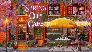 Cozy Spring City Cafe ☕ ASMR coffee shop ambience 🌷 (birds, crickets, chimes, distant city sounds)