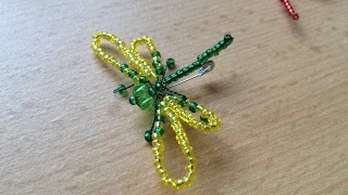 БРОШь: СТРЕКОЗА из БИСЕРА. TUTORIAL: Beaded dragon-fly. Brooch. БИСЕРОПЛЕТЕНИЕ для НАЧИНАЮЩИХ