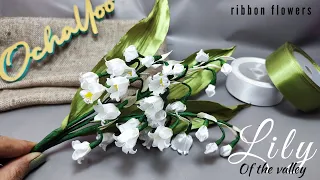 DIY lily of the valley tutorial/how to make satin ribbon flower easy