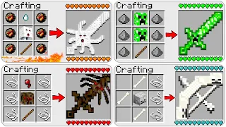 HOW TO CRAFT NEW MOB SWORDS in MINECRAFT? 4 SECRET RECIPE *O*