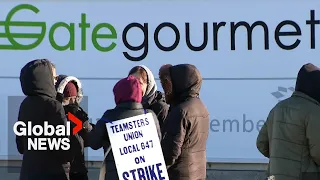 Toronto Pearson airport in-flight food service workers go on strike