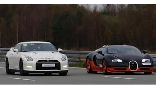 [4k] RACE Nissan GTR Alpha 12 vs Bugatti Veyron Vitesse 1200 HP Highspeed Oval SHORT VERSION (7 min)