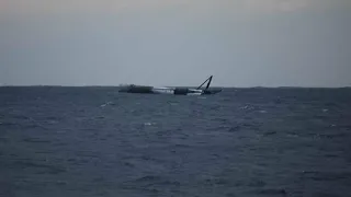 SpaceX CRS-16 Falcon9 first-stage booster landing on water