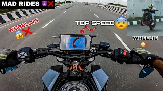 DUKE 390 😱 MAD RIDES ‼️😈❌|| WOBBLING issue🚫 ||JUST MISS 🤬😨|| TOP SPEED ‼️|| UNKNOWNRIDER