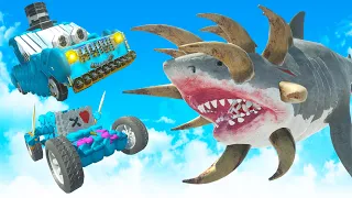 We Fought the Mutant Megalodon with the Ctop Car in Animal Revolt Battle Simulator Multiplayer!