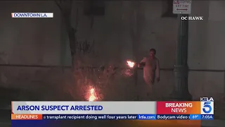 Arsonist caught on camera setting fires in downtown Los Angeles