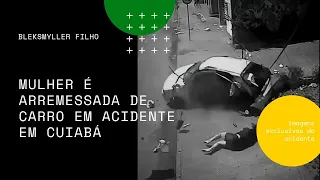 Mulher é arremessada de carro em acidente em Cuiabá