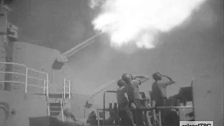 Secondary armament of the USS Missouri (BB-63) in action - September 1950