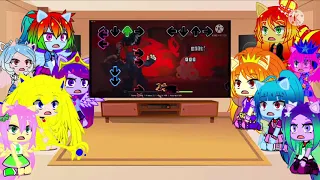 The 4 Rainbooms, Cozy Glow, Lemon, & The 4 Dazzlings react to Fnf Tabi vs Corrupted BF! (So insane!)