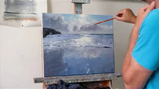 Andrew Barrowman painting 'Praa Sands reflections' in oils - a time lapse film