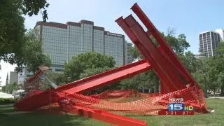 Drunk driver crashes into downtown art
