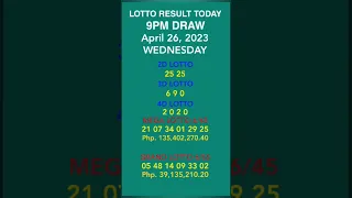 LOTTO RESULT TODAY 9PM DRAW APRIL 26, 2023 #shorts