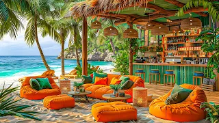 Morning Tropical Beach Cafe Ambience | Relaxing Bossa Nova Music with Waves Sounds for Stress Relief