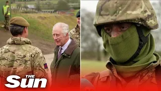 King Charles meets Ukrainian troops training in UK