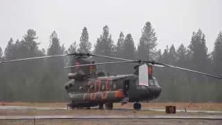 Chinook Helicopter Taking Off With Water Bucket